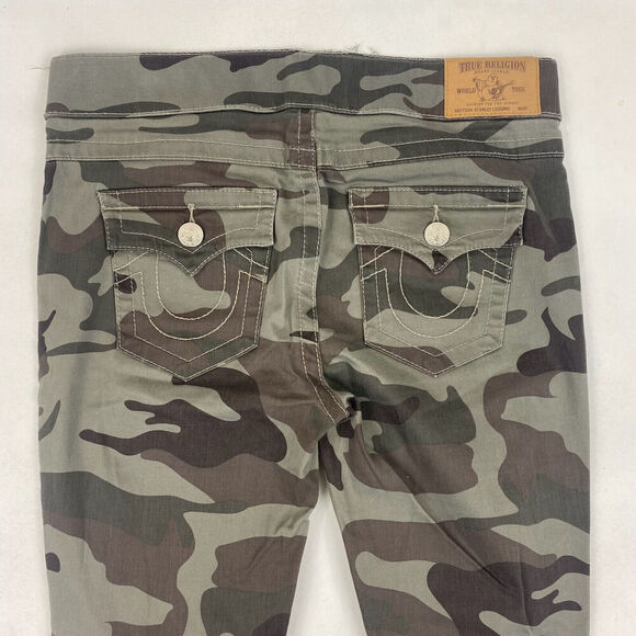 True Religion World Tour Starlet Green Camouflage Legging Pant Sz M Pull On - Picture 9 of 10
